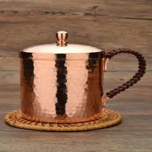 황동 머그컵 뚜껑형 손잡이 맥주 물컵 구리 동컵 용기