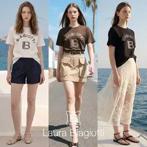 라우라비아조티 26SS 로고포인트 스팽글 자수 티셔츠