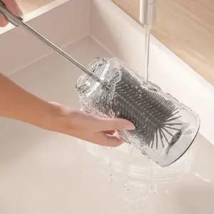 360도 회전 실리콘 젖병 세척솔 컵 브러쉬