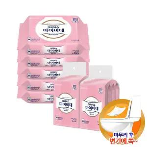 크리넥스 마이비데 밸런스케어 물티슈 캡형 40매 x 5팩+휴대용 10매 x8팩
