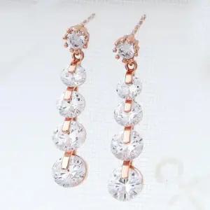 생일선물귀걸이 골드필드 핀 화려한 큐빅 드롭 일자침 귀걸이 14K