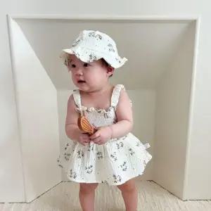 플라워 쫄쫄이 아동 민나시 바디슈트 모자세트 205131 원피스 애기 신생아 형바디슈트 유아 아가