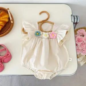 베이지 프릴바디슈트(66-90) 뜨개 여아 205362 꽃송이