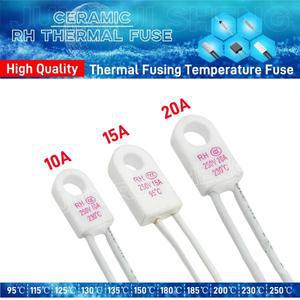 세라믹 RH 10A 15A 20A 250V 열 차단 퓨즈 TF 95C 115C 130C 200C 온도 융합