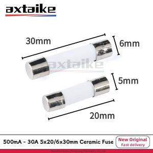 10PCS 5x20mm 6x30mm  블로우 튜브 퓨즈 250V F1A 2A 3A 3.15A 4A 5A 6A 7A 8A 10A  세라믹 5×20 6×30