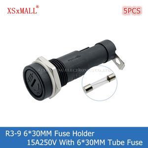 5PCS R3-9 6x30MM 퓨즈 홀더 15A250V 패널 장착 고온 저항 튜브 포함)