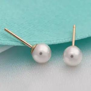 골드귀걸이 GOLD 기본 화이트 진주 골드 금 귀걸이 14K 5mm