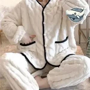 편안한잠옷 포근하고 부드러운 여성 수면 잠옷 따뜻한 겨울