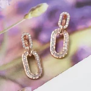 베이직귀걸이 금침 큐빅 클립 드롭 원터치 링 로즈골드 귀걸이 14K