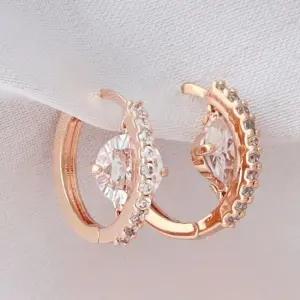 원터치귀걸이 골드필드 핀 큐빅 라인 포인트 원터치링 귀걸이 14K