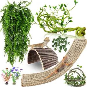 루나니아 수염 드래곤 탱크 액세서리 10개의 PCS 파충류 해먹 식물 뱀 카멜레온 도마뱀을 위한 정글