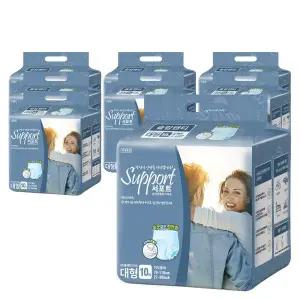 서포트 성인용 기저귀 슬림 팬티 남녀공용 대형 10매 x 8팩 언더웨어 요실금 위생팬티