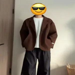 모직 남자 추동 자켓 정장 도톰하고 아이템 기모 코트 숏 정장자켓 트렌디 트렌치 HT4