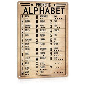 ALREAR 군용 장식 모스 부호 음성 알파벳 포스터 - 남성 동굴을 위한 파일럿 선물 항공 육군 사무실, 소년실을 비행기 금속 표지판 빈티지 12x8 인치