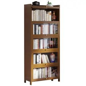 원목 문달린 책장 서재 미국식 수납장 투명무광