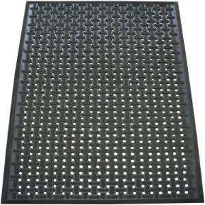 고무 칼로리 주방 매트 미끄럼 방지 그리스 셰프 - 3/8인치 x 3피트 5피트 베벨형 가장자리 포함 검은색