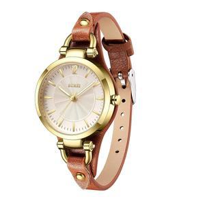 BUREI 여성 심플 가죽 스트랩 시계 럭셔리 쿼츠 작은 얇은 팔찌 밴드 손목시계 릴로지오 페미니노