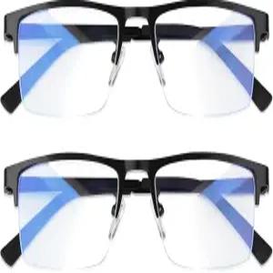 아누니 블루 라이트 차단 안경 경량 메탈 하프 프레임 컴퓨터 읽기/게임/폰 필터 UV 광선/스프링 힌지