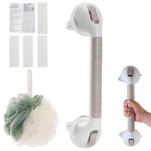 욕실 표시등용 16인치 길이의 흡입 그랩 바, 샤워 밸런스 보조 바 지지 레일, 욕조 노인용 손잡이 장애물 강력 그립 미끄럼 방지 스티커