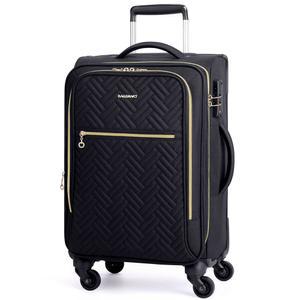 가방스마트 수하물 20인치 스피너 휠이 달린 소프트사이드 확장형 여행 가방 22x14x9 항공사 승인 여성 롤링 경량 컴팩트 기내 반입(블랙)