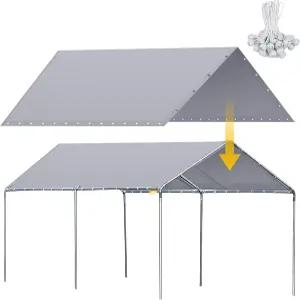 웨스노이 10 x 20피트 헤비 듀티 캐노피 교체 커버 방수 카포트 차고 차량 보호소 텐트 볼 번지 50개 상단