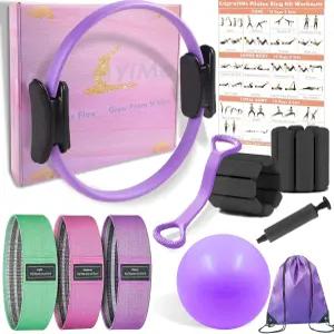 조절 가능한 발목 손목 무게 저항 밴드 볼 필라테스 장비 볼이 포함된 링 키트 요가 여성을 위한 피트니스
