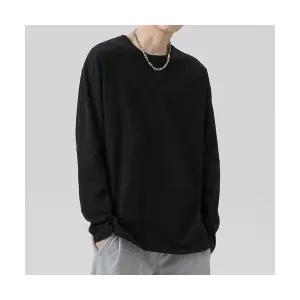 룽나루 남성 맨투맨 봄가을겨울 솔리드 상의 학생 긴팔 HO3