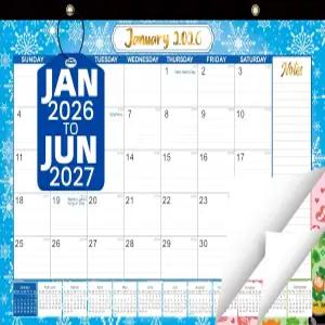 책상 달력 2026-2027 - 대형 18개월 책상/벽 2026년 1월 2027년 6월 17인치 x 12인치 두꺼운 종이 큰 블록