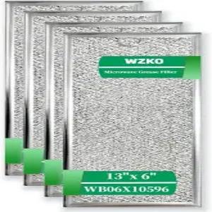 WZKO 13인치 x 6인치 마이크로파 그리스 필터 월풀 GE W10208631A WB06X10596 교체 필터용 4팩