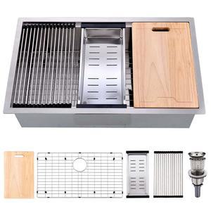 30인치 언더마운트 키친 싱크 스테인리스 스틸 30 x 19인치 싱글 볼 워크스테이션 10인치 딥 상용 16게이지