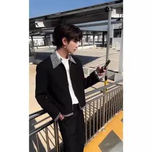 남성 봄 칼라 코트 재킷 정장 집업 숏 상의 패턴 자켓 OP1