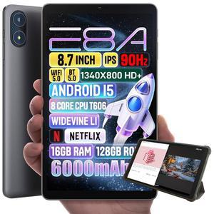 줄레이지 안드로이드 15 태블릿 8.7인치 옥타 코어 16GB RAM 128GB ROM 1TB 확장형 HD IPS 1340x800 5MP+8MP 카메라 5G WiFi+BT5.0+GPS Type-C 헤드폰 잭 가죽 케이스 포함