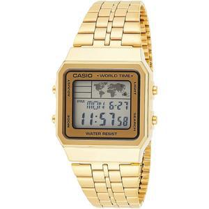 카시오 A500WGA-9D 남성 빈티지 컬렉션 골드 톤 알람 크로노그래프 세계 시간 디지털 시계