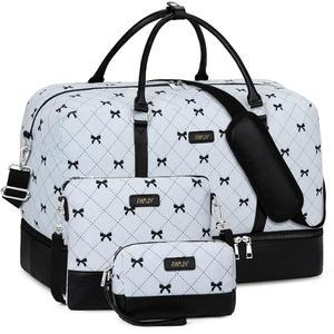 IBFUN 여성 위켄더 가방 21인치 여행 신발칸이 있는 여행용 더플 주말 오버나이트 3PCS