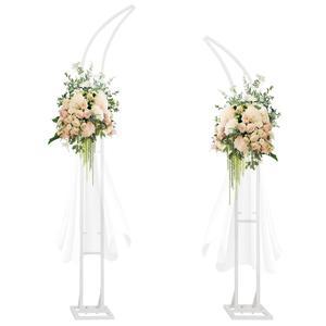 웨딩 아치 스탠드 - 2pcs 대형 5.9피트 & 6.9피트 풍선 꽃 하프 플라워 프레임 헤비메탈 베이스 삼각형 구조로 신부 결혼식 베이비샤워 생일 파티에 더 안정적 흰색 화이트