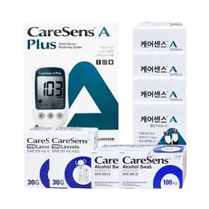 케어센스A 혈당측정기+시험지 210매(27년11월)+채혈침 210개+알콜솜 200매