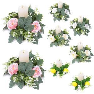 부러운 접착식 실크 꽃 결혼식 화환 촛대