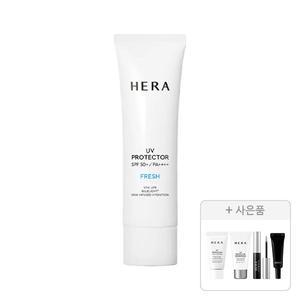 헤라 UV 프로텍터 프레쉬 SPF50+PA4+ 50ml, 1개+증정(멀티디펜스SPF50+PA4+ 15ml+익스트림포스 레포츠 SPF50 15ml+클리어 브로우 젤 3g+립 세럼 01 인텐스 2g 각 1개 (총 4개)