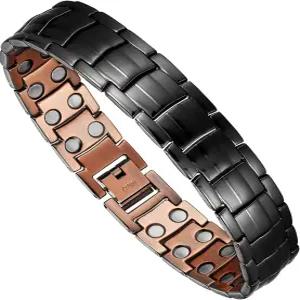 MagEnergy 남성용 구리 자석 팔찌 99.9 순도 이중 줄 강도 사이즈 조절 도구가 있는 주얼리