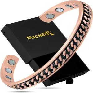 MagnetRX 구리 자석 팔찌 ？ 남녀 공용 효과적인 순수 커프 조절식 뱅글(커브 체인 인레이)