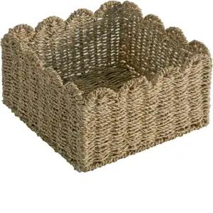 가리비 바구니 위커 보관 선반용 손으로 짠 정리용 천연 바구니(Seagrass(S-9.5인치 L x 9.5인치 W 5.5인치