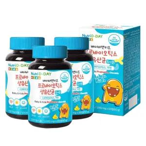 뉴트리디데이 베이비앤키즈 프로바이오틱스 생유산균 츄어블 1000mg×60정 3개 요구르트맛