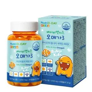 뉴트리디데이 베이비앤키즈 오메가3 츄어블 1050mg×45캡슐 1개 성장기어린이