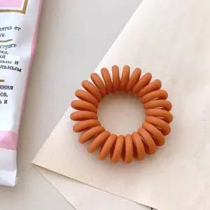 자국없는 파스텔 무광 전화선 스프링 헤어끈 오렌지