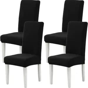 야이즈오 다이닝 룸용 블랙 의자 커버 4팩 슬립커버 하이백 스트레치