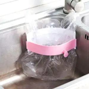 부착식 쓰레기통 음식물 쓰레기 비닐봉지 거치대 핑크