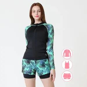 [베이직엘르][인기제품] 베이직엘르 여성인 트로피컬 집업 래쉬가드 세트 BEL-S213T