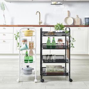 할메이드 이동식 트롤리 수납 바퀴 선반 트레이 메쉬4단