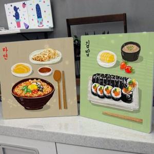 [핫트랙스]cl539-폼아크릴액자38CmX38Cm_맛있는음식들1(분식)