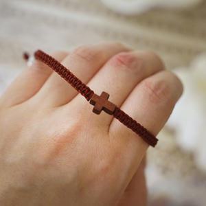 굿트리 십자가 평매듭팔찌 버건디 - 사순절 고난주간 부활절십자가